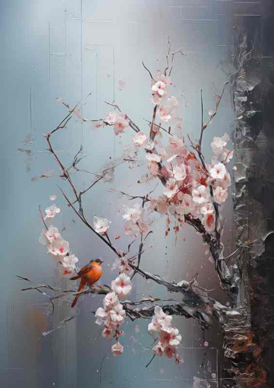 Bulfinch bird style painted art