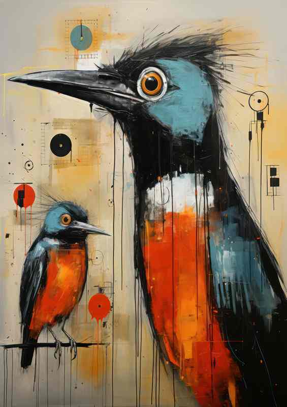 Coulurful Bird with orange beast art