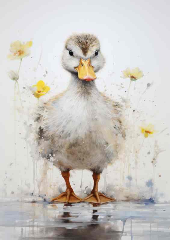 Ducklings at Play Metal Poster - A Heartwarming Look