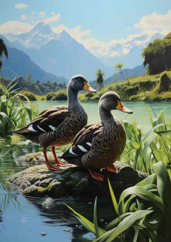 Ducks on a Patch of Ground A Quaint Scene