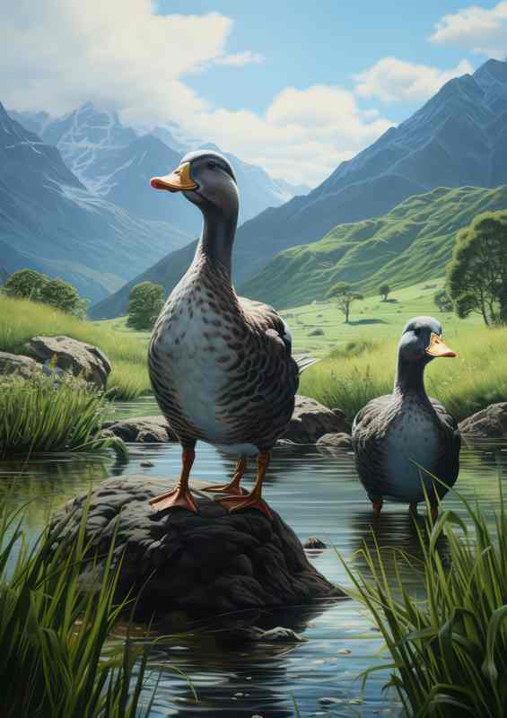 Ducks on the Farm A Rustic Scene with Waterfowl