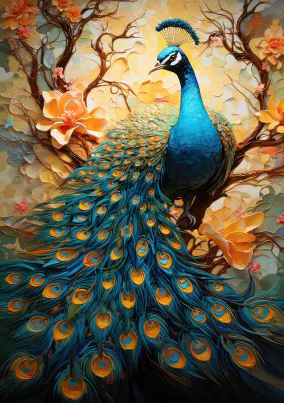 Floral Elegance Meets Peacock Beauty A Visual Delight