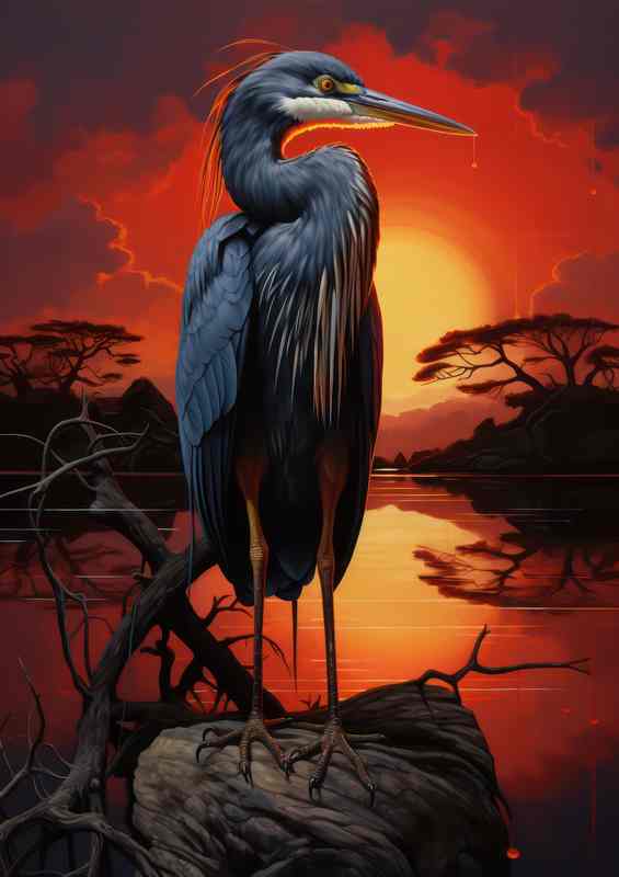 Graceful Herons at Sunrise A Spectacle of Nature