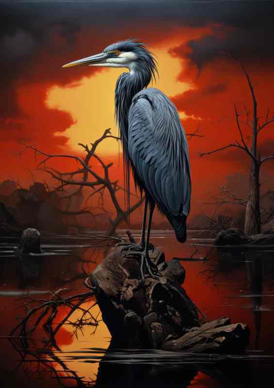 Heron at Dawn A Tranquil Morning Encounter