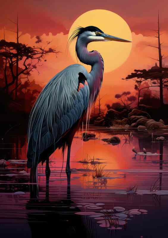 Morning Meditation with Herons Tranquility at Dawn