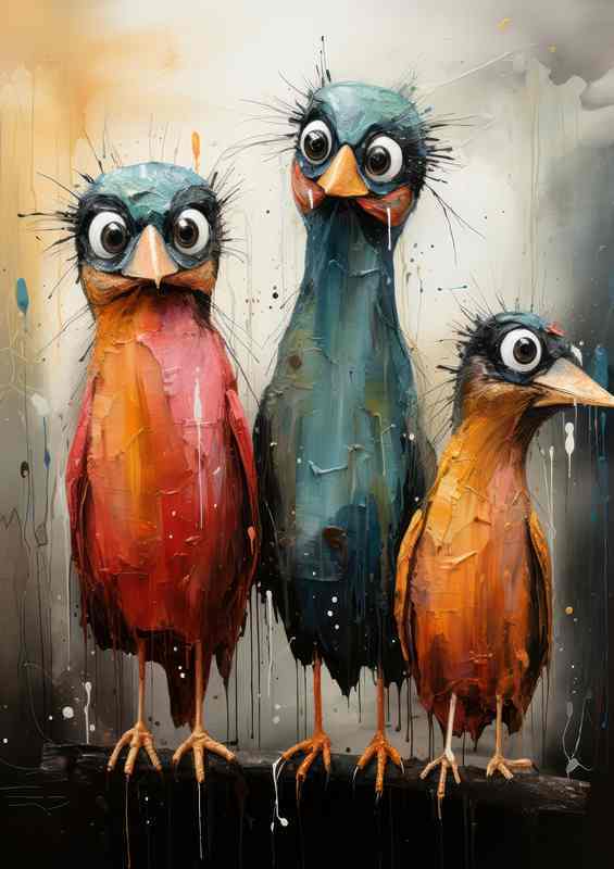 Painted style birds art with nice colours