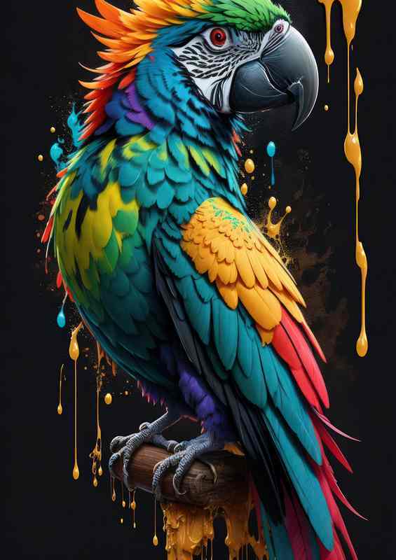 Parrot poster black splash