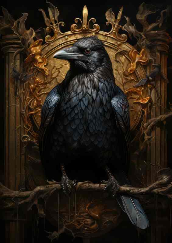 Raven on a throne perch