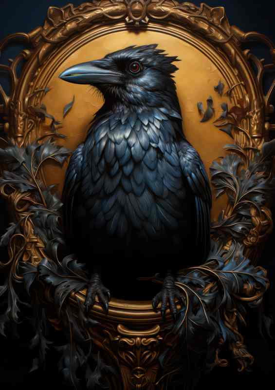 Raven the bird standing majestic
