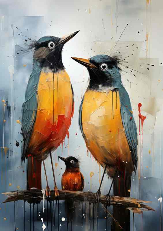 Colorful Birds on a Perch