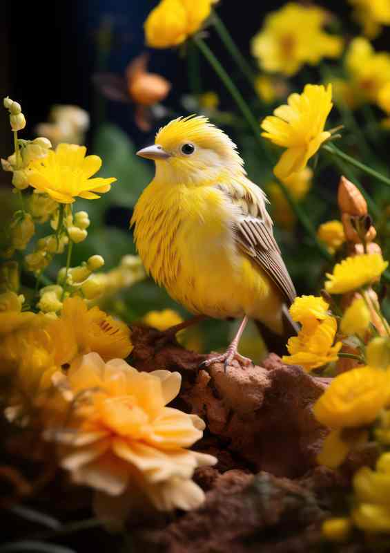 Yellow Bird Sitting on the grass