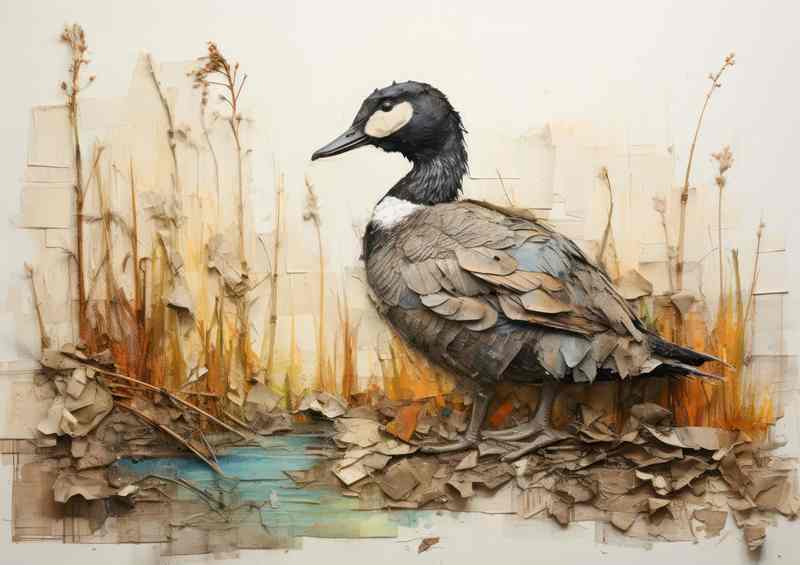Duck waiting to go in the water from the reeds
