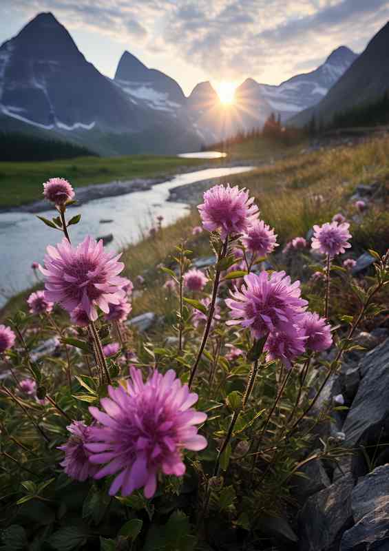 Glacier Park Purple Flower Metal Poster