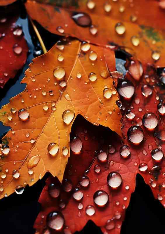 Rain Drops on the autumn leaves