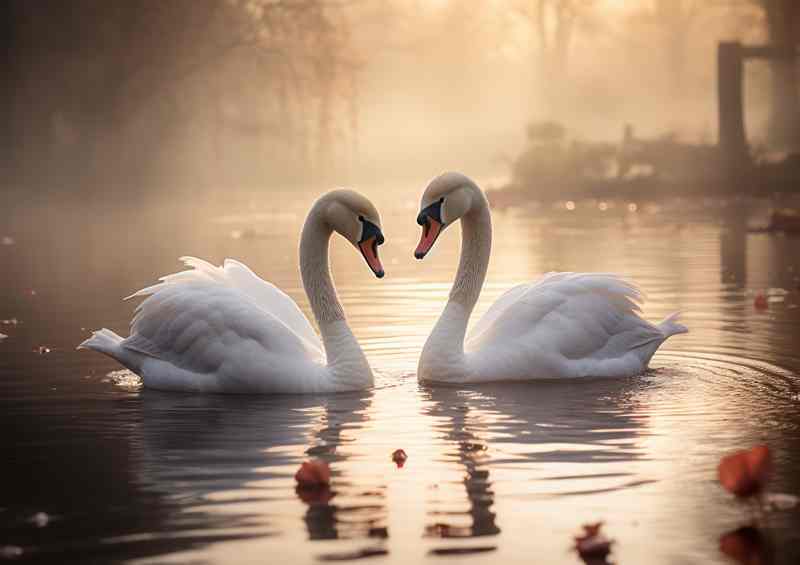 Graceful Swans on a Lake A Tranquil Scene