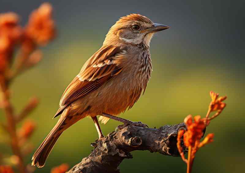 Little house sparrow in the morning sun