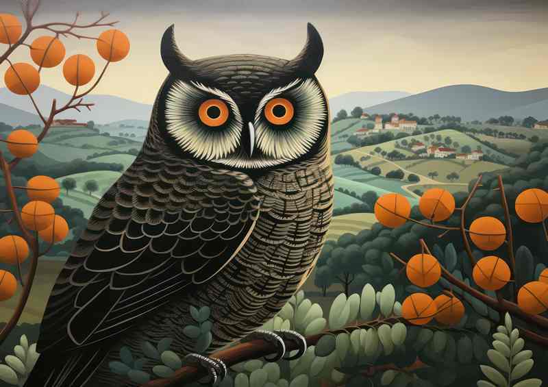 Owl in the countryside in mid autumn