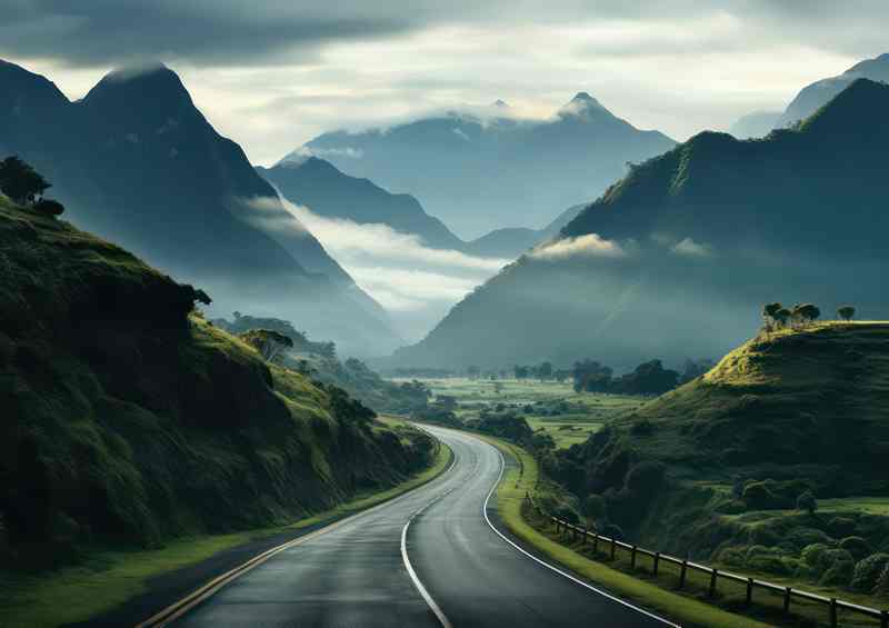 A Beautifil Open Road Driving Into The Mountains