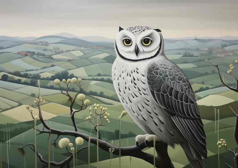 Owl on watch over looking the countrysde