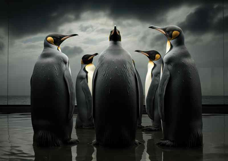 Penguins standing having a chat about the weather