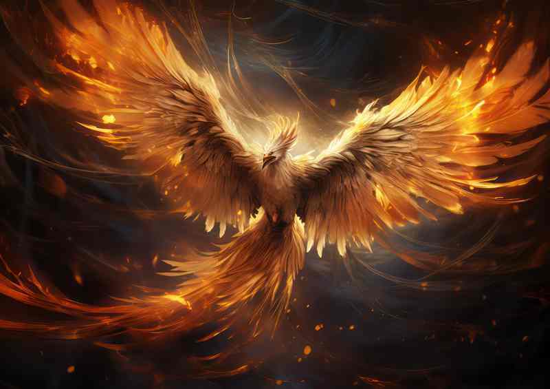 Phoenix Rising in the Night Sky Symbol of Rebirth