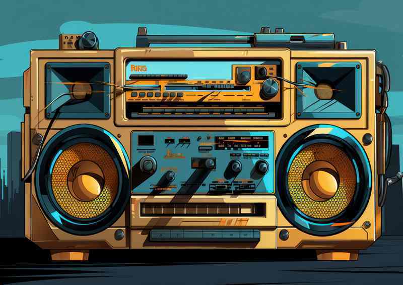 Cartoon illustration of a boombox