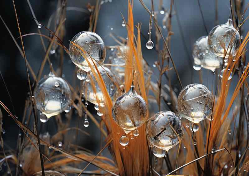 Beautiful Drops Of Rain Settled On The Grass