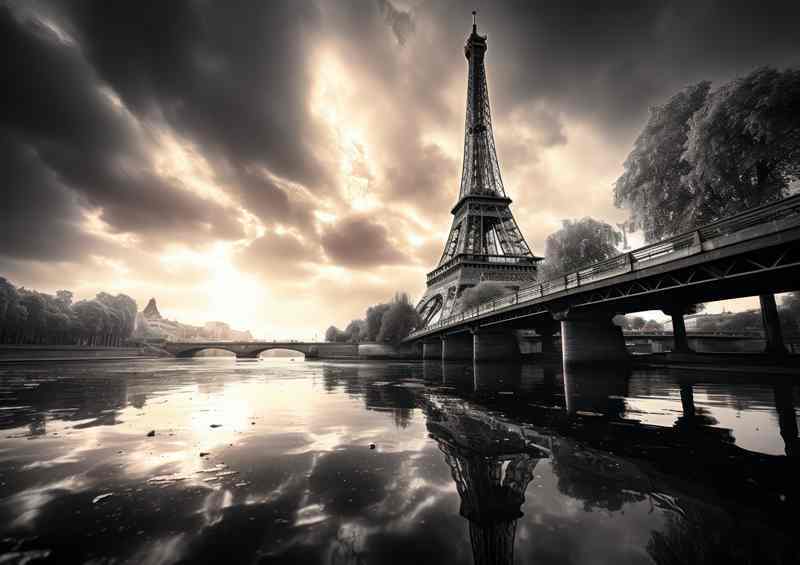 Black And White Image Of Paris Effiel Tower