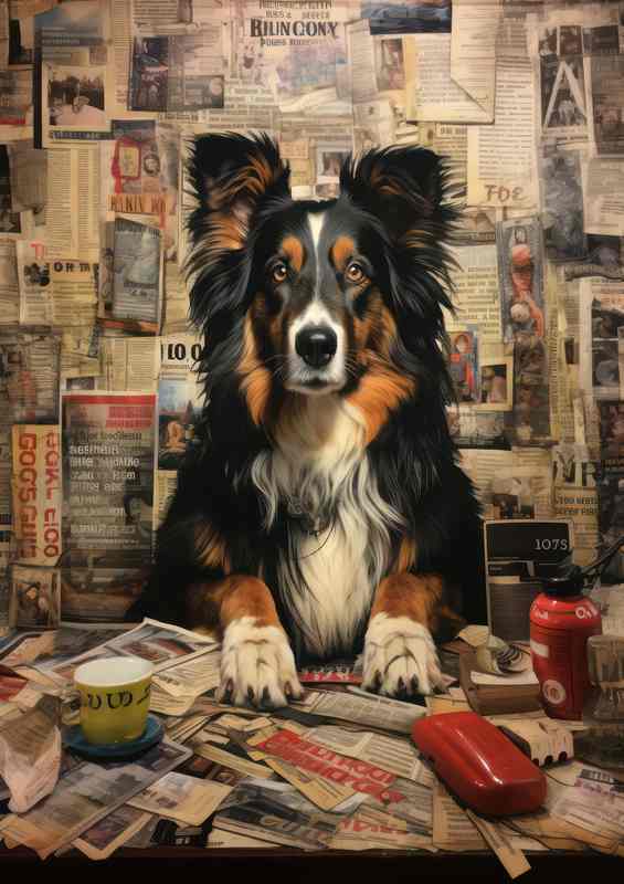 Chloe the Collie Reading her newspaper