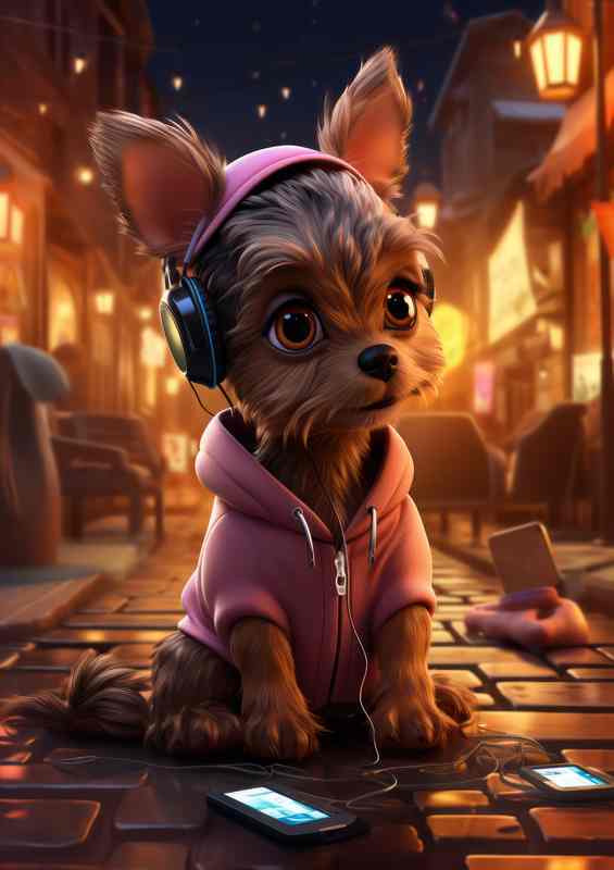 Cute Yorkshire Terrier going to the gym in pink