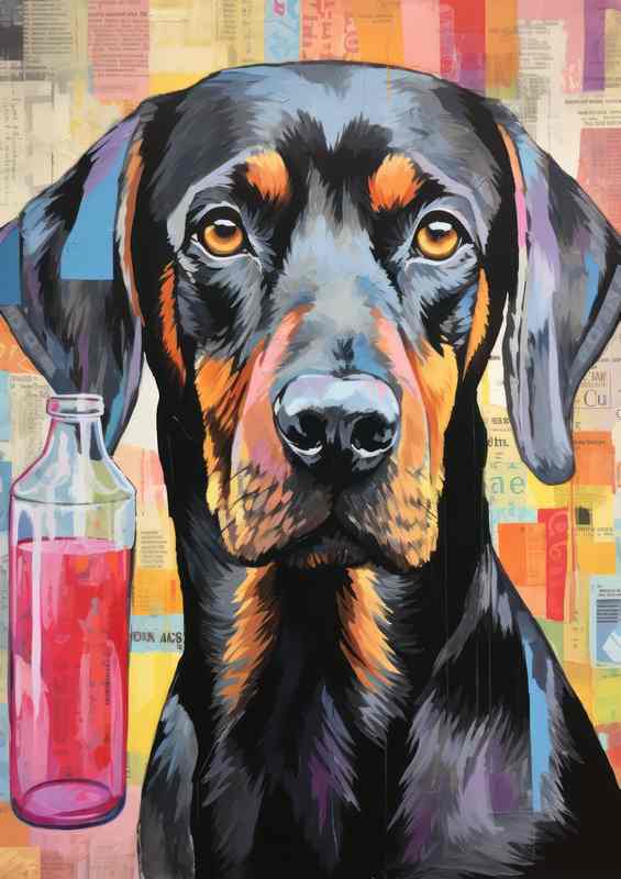 Dashhound dog taking his sports drink