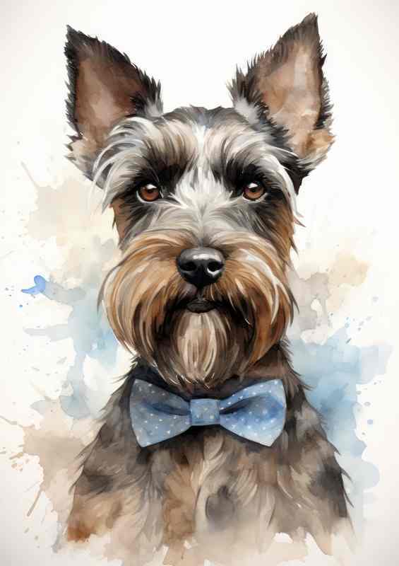 Dog in a bow tie having his picture taken