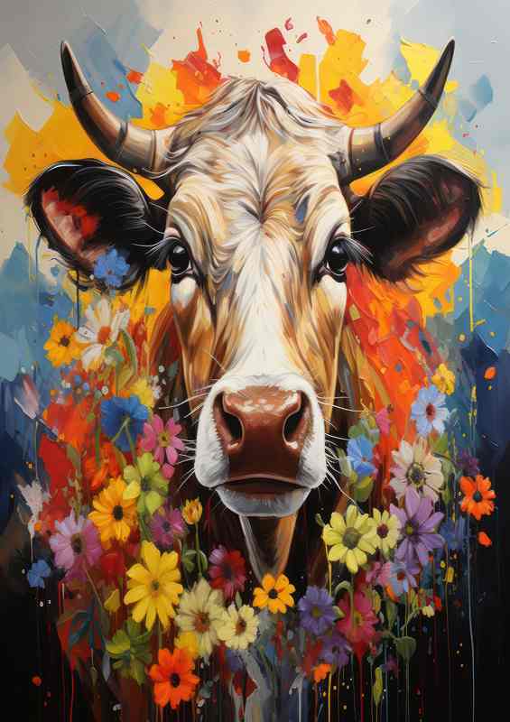 Moo tiful Pastures cow surrounded by flowers