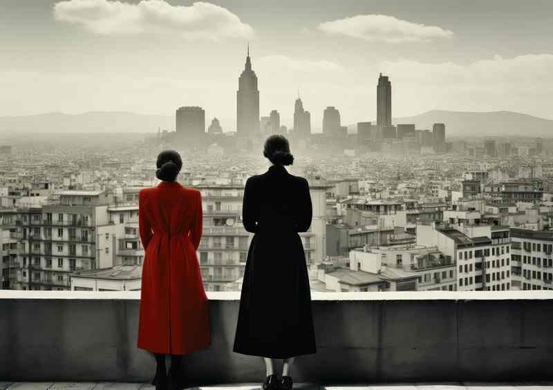 Girls Standing over looking the big city