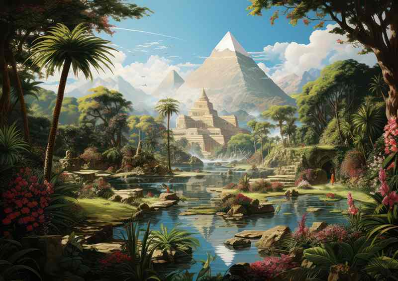 Illustration of a ancient greece and a pyramid