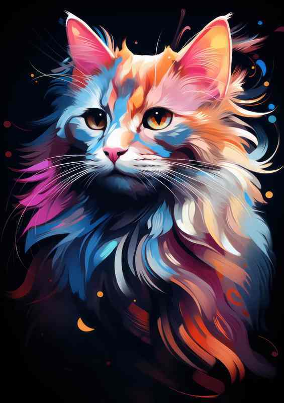 Vibrant Feline Friends Exploring Colorful Cats