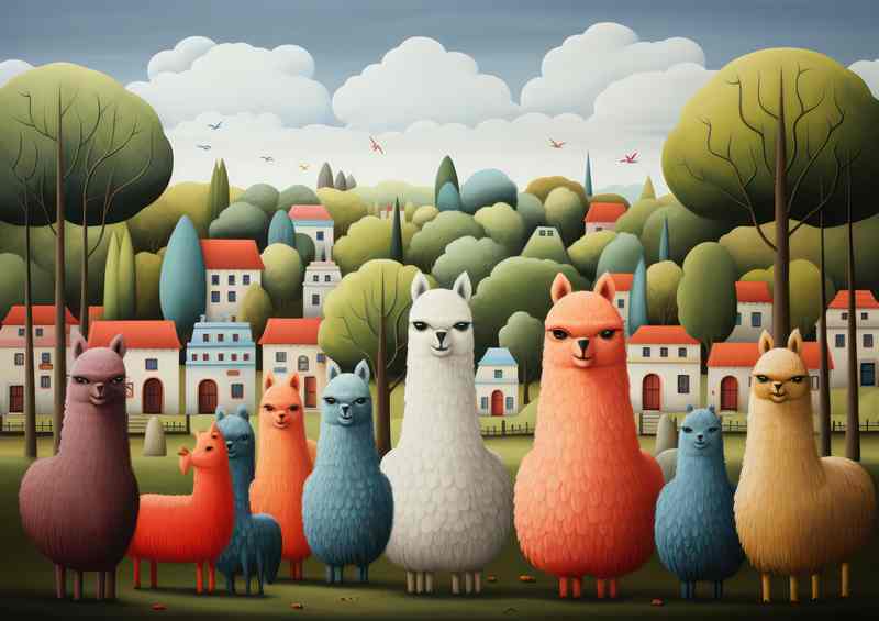A Flock of colourful Alpacas