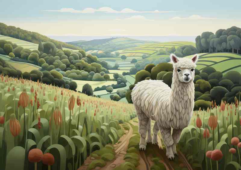 Alpaca In The Countryside on the hils