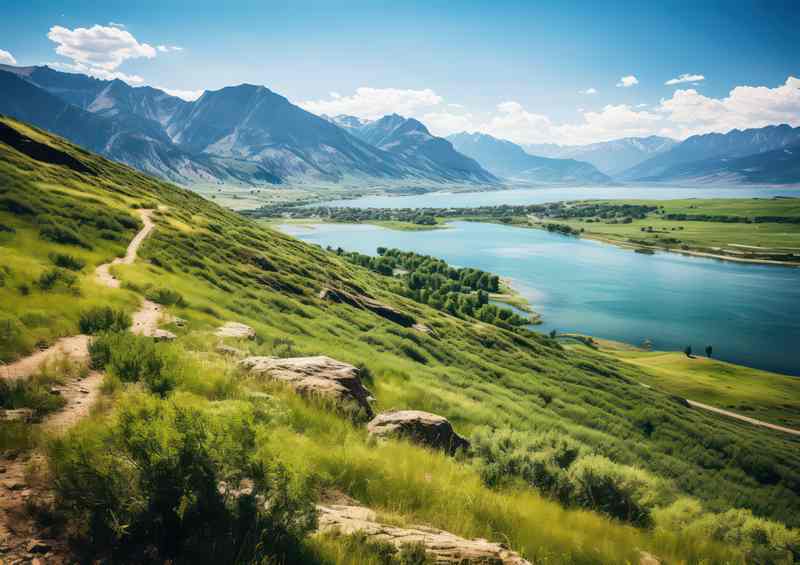 Lakes and Mountains during the daytime with blue skies
