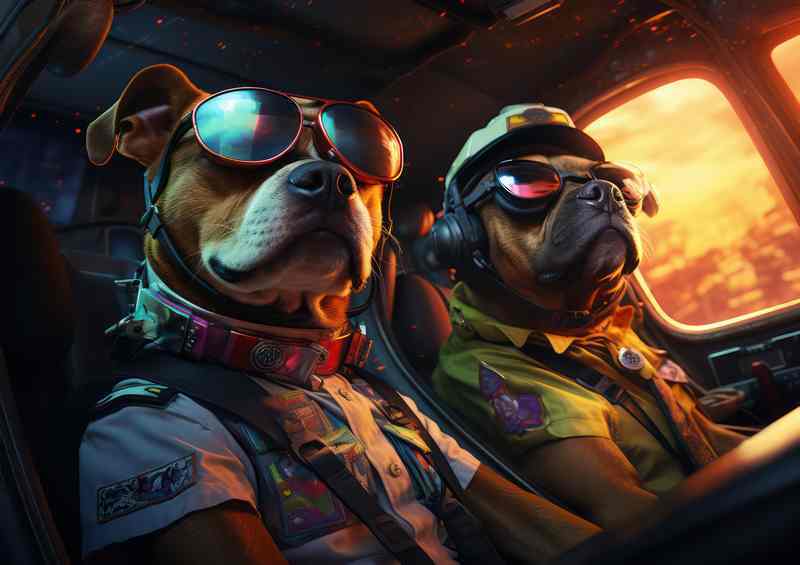 Dog Police Patrol with shades on