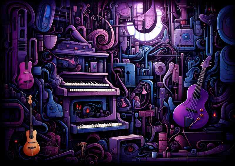 The doodling various music instruments Groovy Grinds