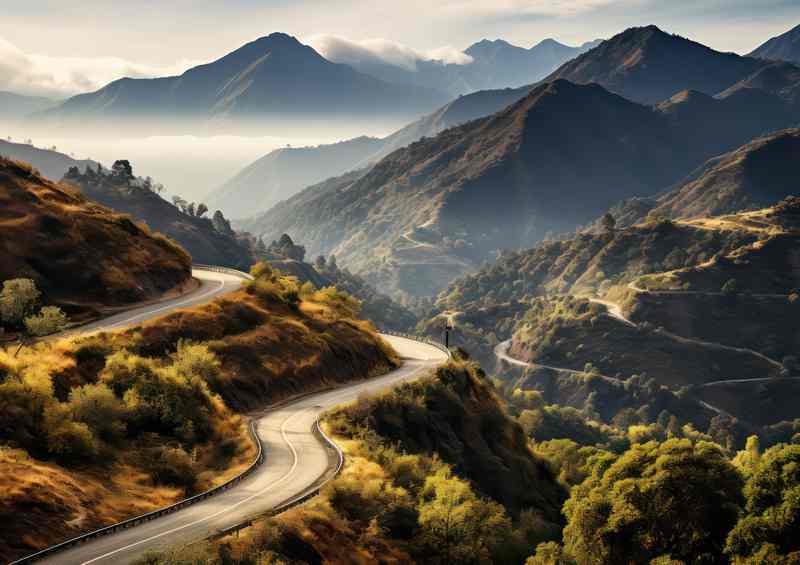 Open Road Twisting And Turning Through The Mountains