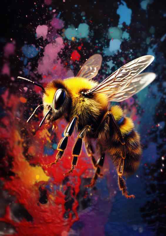 Bee With Colour Splash In Background