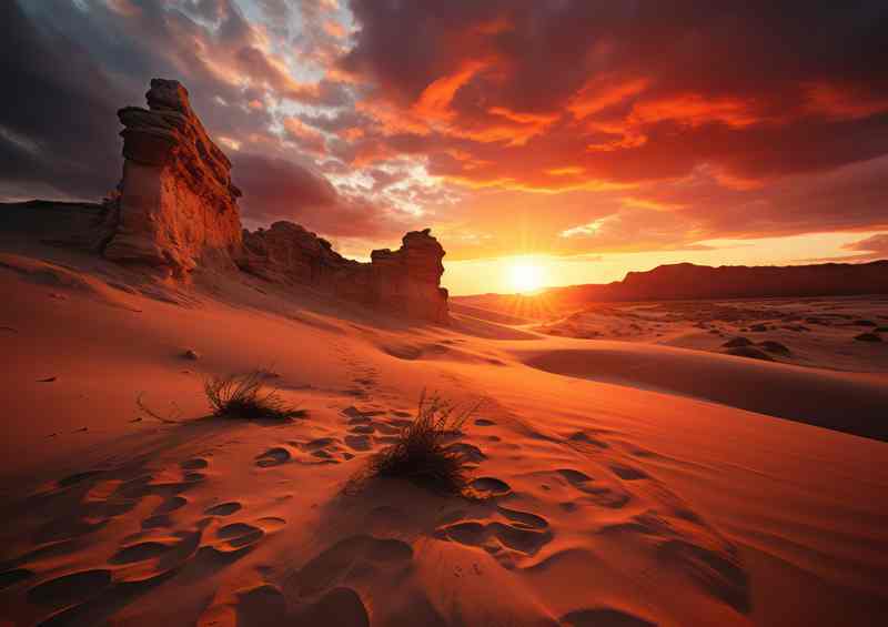 Sunset over cactus and sand atlas national park