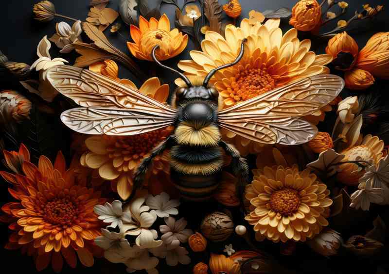Garden Buzz Bees on Colorful Flowers