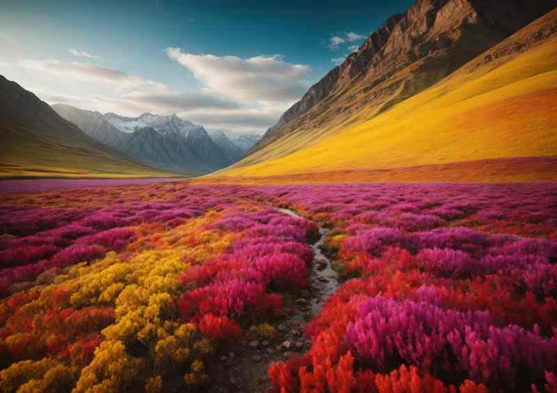 The Colourful Fiels Amist The Mountains