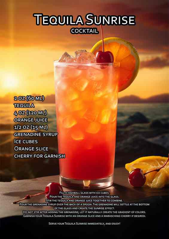 Tequila Sunrise Cocktail Drink