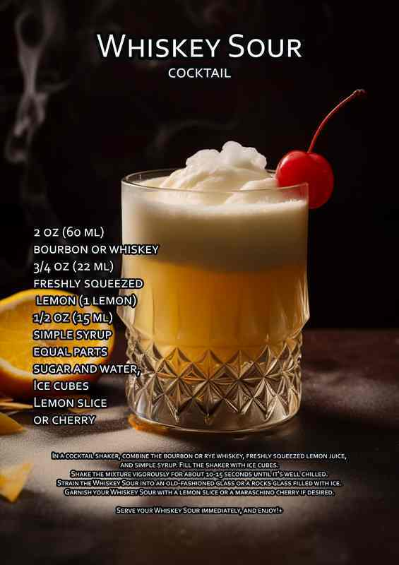 Whiskey sour Cocktail Drink