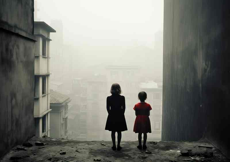 Two girls standing in the city