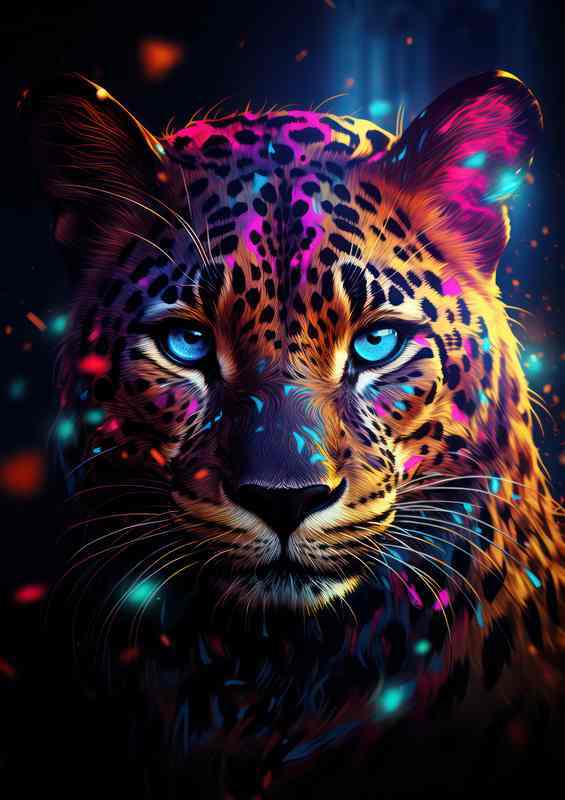 Amazing colours a leopard full of neon surroundings
